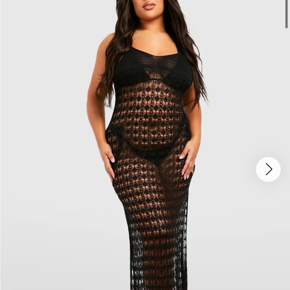 Boohoo Black Crochet Knit Maxi Dress